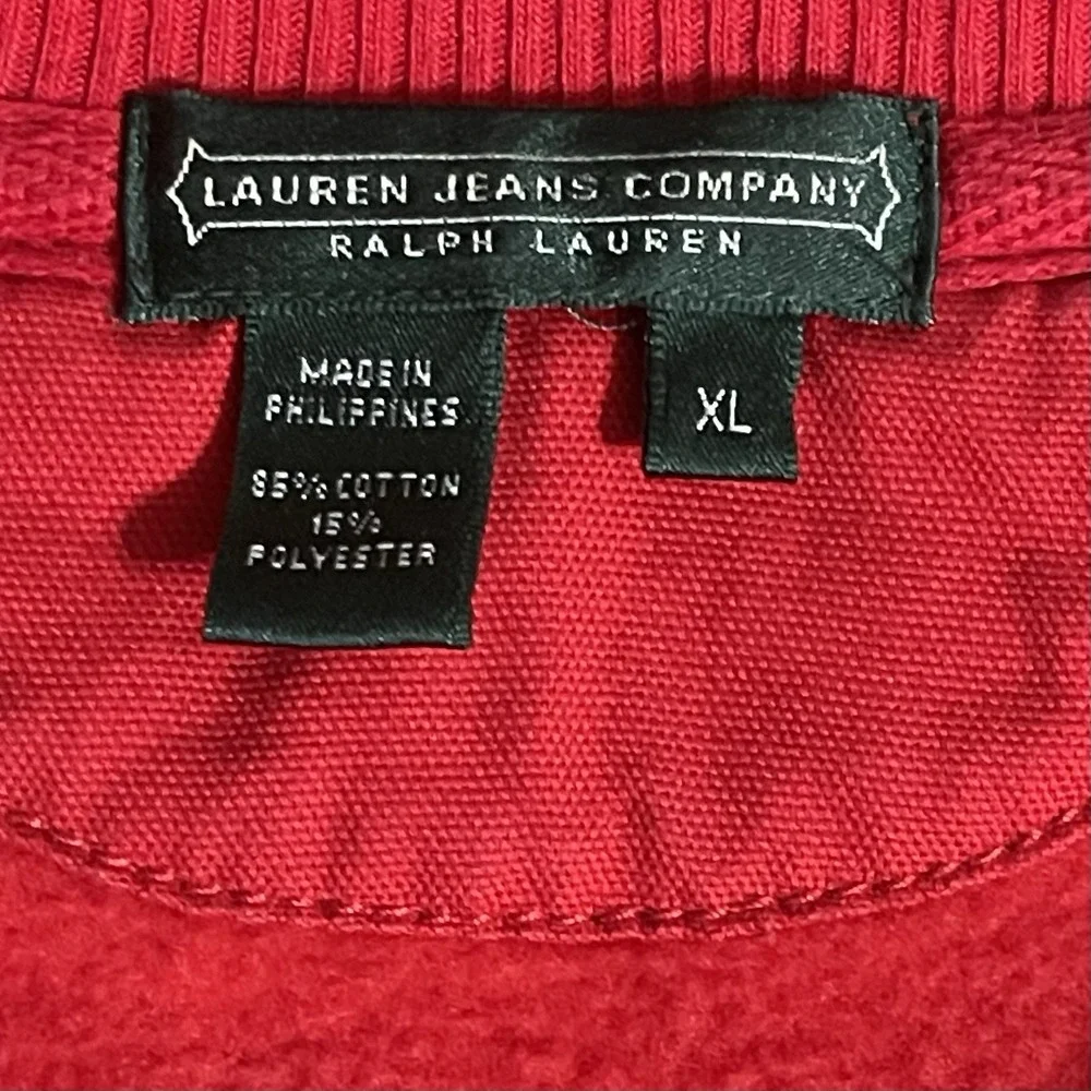Vintage Ralph Lauren Jeans Co Full Zip Jacket Womens L Red Gold Crest Collar - Picture 6 of 8